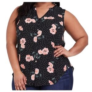 Torrid Harper Polka Dot Floral Sleeveless Blouse